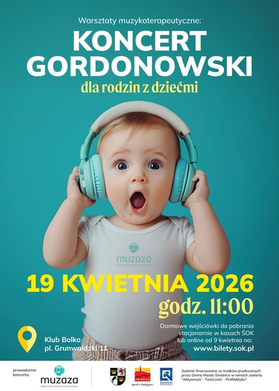 Plakat wydarzenia:  KONCERT GORDONOWSKI | Warsztaty muzykoterapeutyczne 