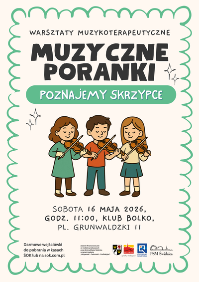 Plakat wydarzenia:  Muzyczne poranki | Warsztaty muzykoterapeutyczne 