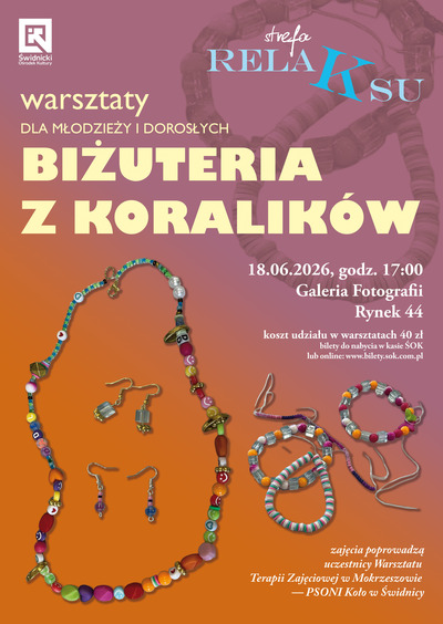 Event poster:  Strefa Relaksu - Biżuteria z koralików 