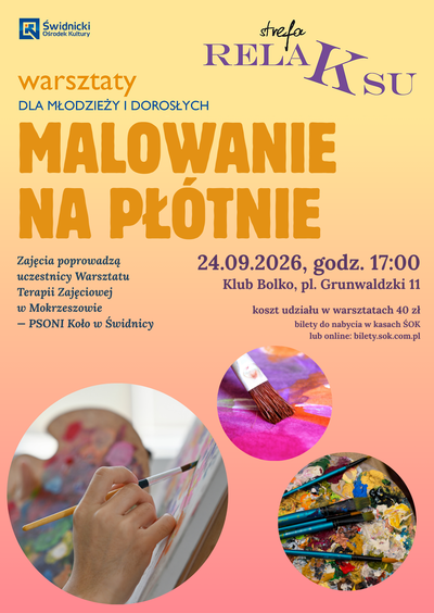 Plakat wydarzenia:  Strefa Relaksu - Malowanie na płótnie 